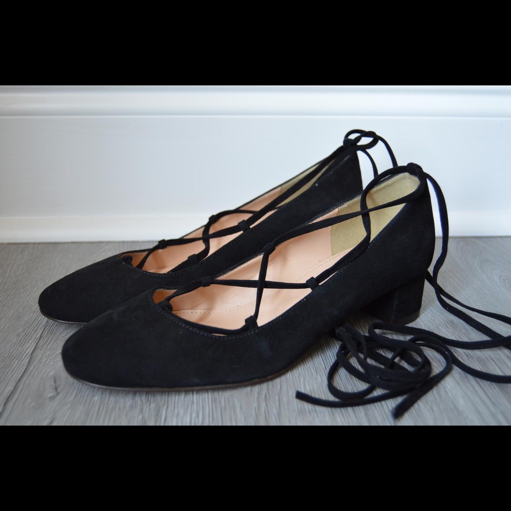 J.Crew Ballerina Lace Up Suede Block Heel